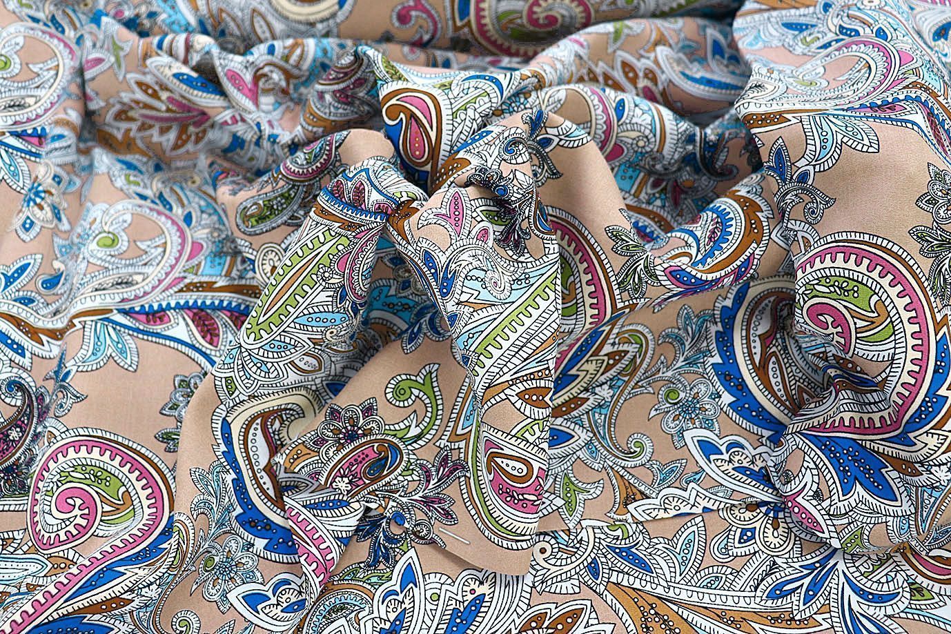 Штапель принт/узор на светло-коричневом 3861-PY/D#3/C#1