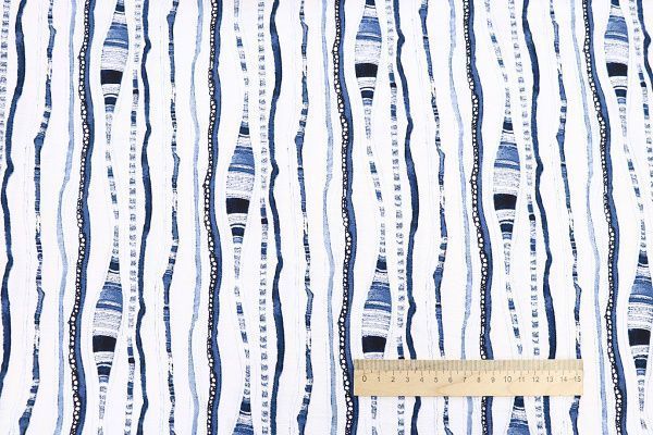 Лен БОХО принт/синий на белом 3857-PY/D#11/C#1