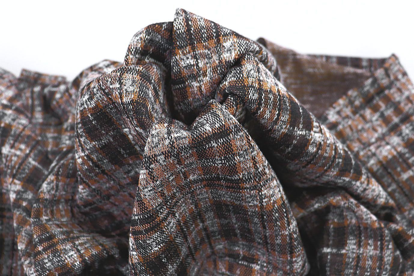 Трикотаж жаккард принт/клетка бежево-серый 3257-22-PY/D#11/C#3