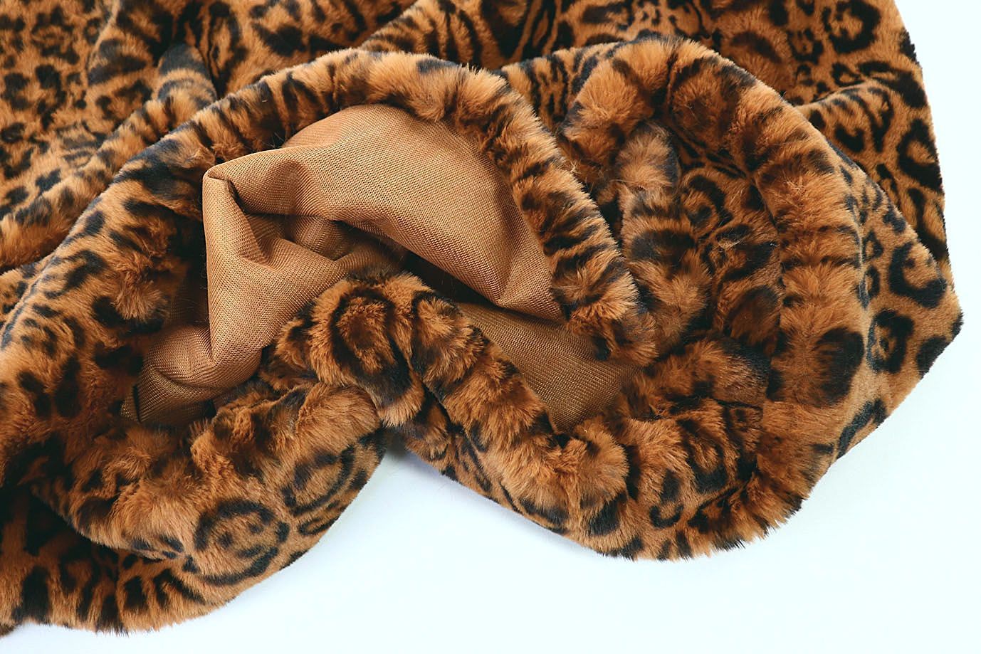 Искусственный мех "Кролик" принт/леопард оранжевый 1902028