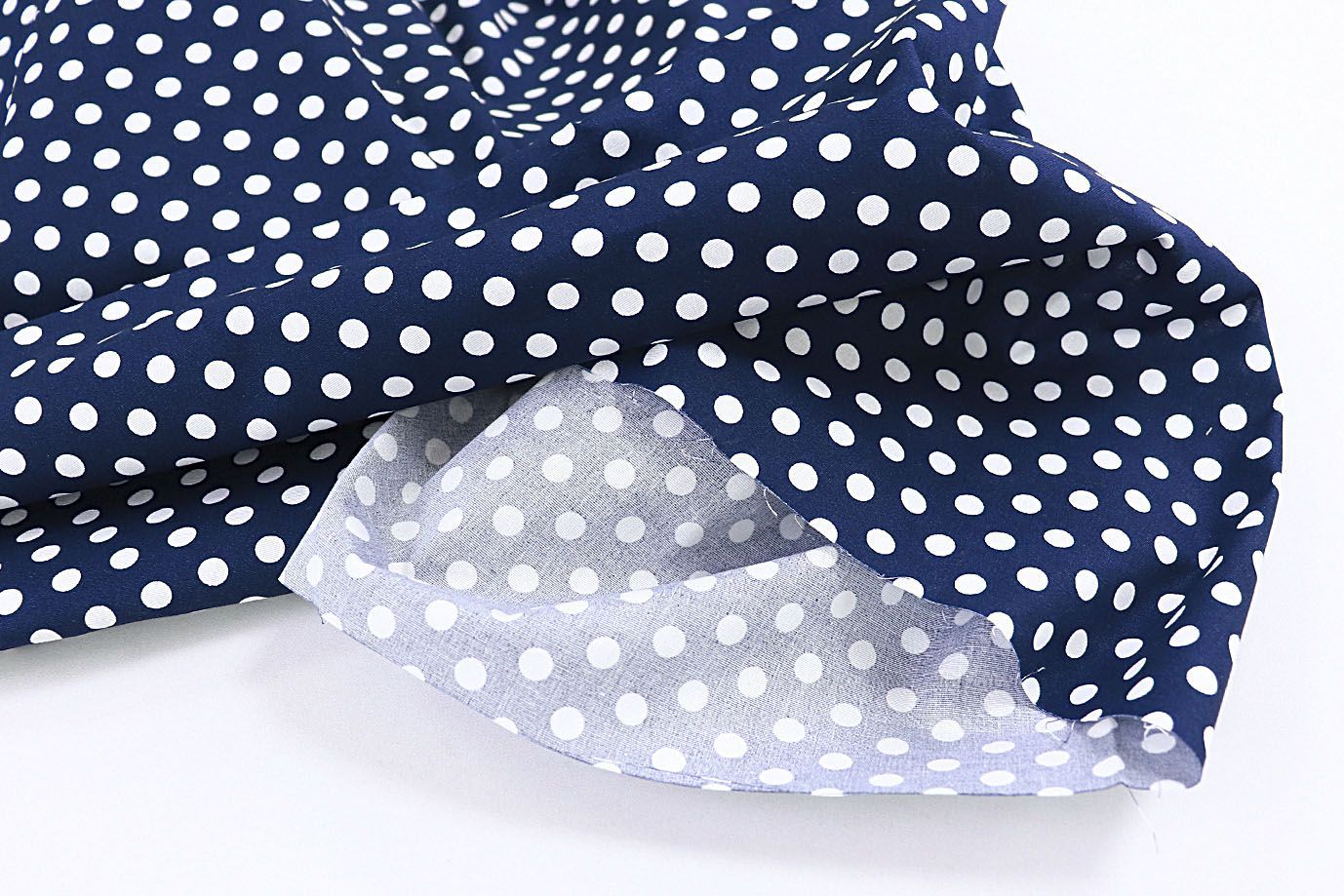 Хлопок "Поплин" стрейч принт/горох белый на темно-синем 3716-PY/D#1/C#4