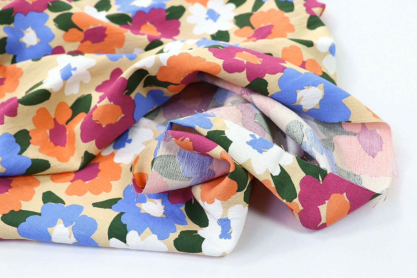 Лен БОХО принт/цветы на бежевом 3383-PY/D#9763-130/C#2