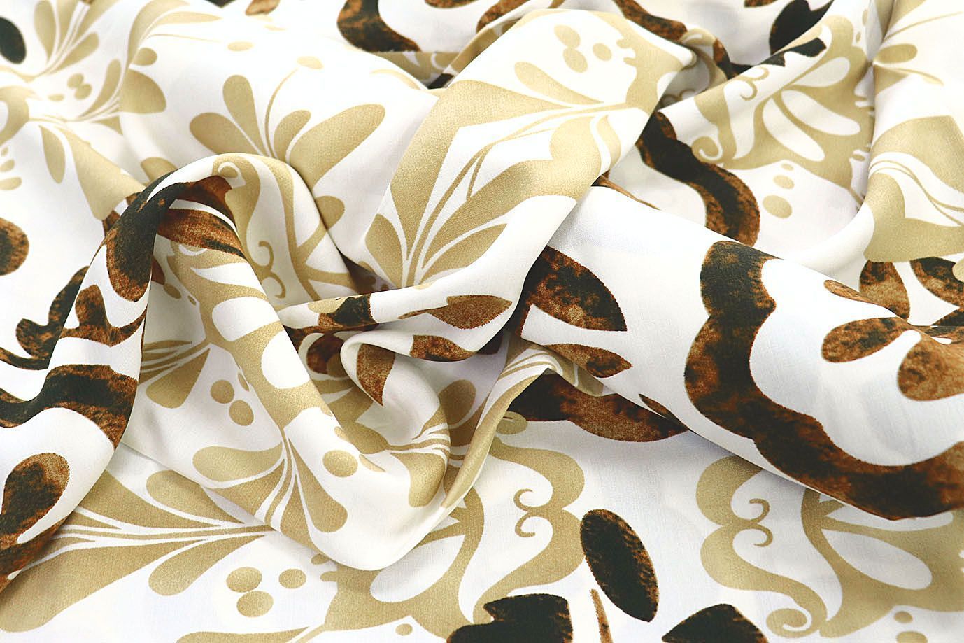 Штапель принт/узор бежево-коричневый на белом 3858-PY/D#20/C#1