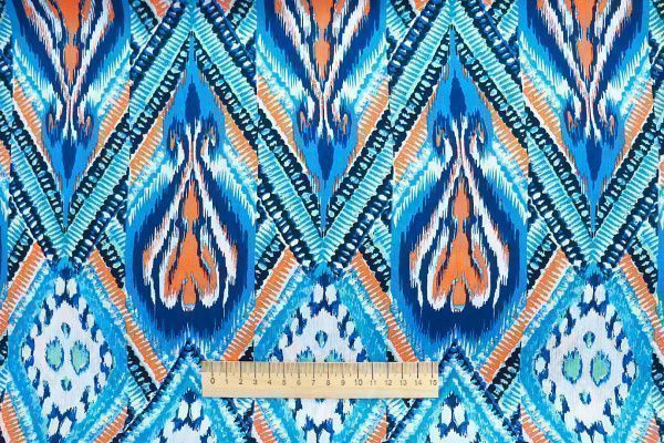 Сатин "София" креш принт/лазурно-синий 3608-PY/D#2/C#3