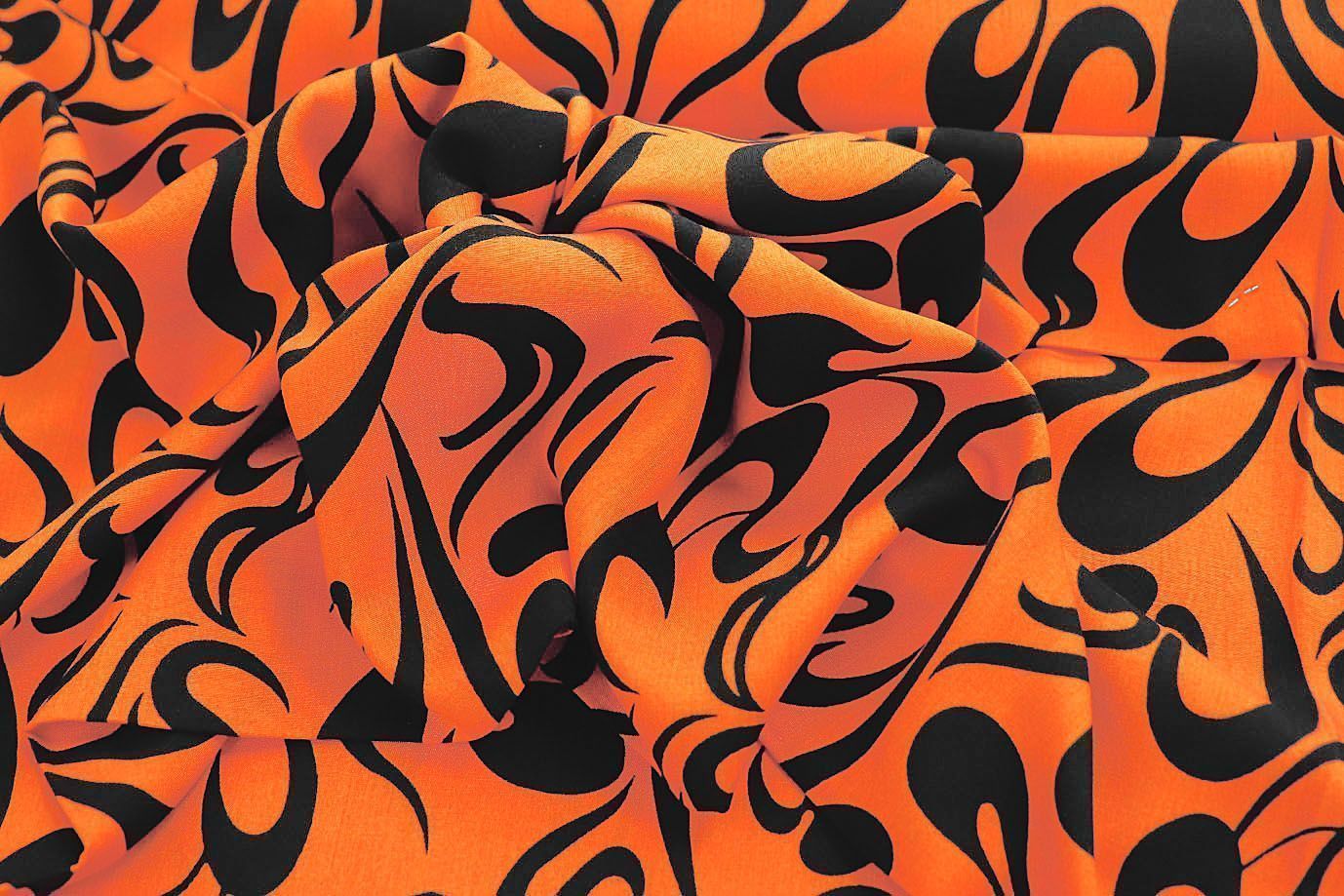 Штапель принт/черно-оранжевый 1374-PY/D#24/C#3