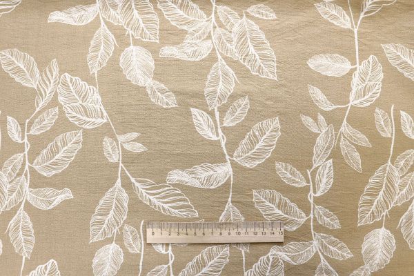 Лен БОХО принт/белый на песочном 4077-PY/D#19/C#3