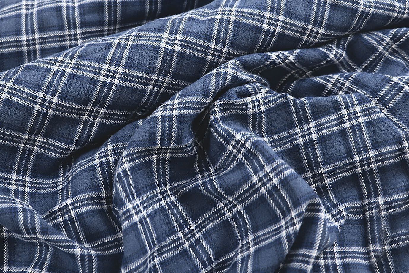 Рубашечная ткань принт/клетка бело-синяя 4015-PY/D#36402