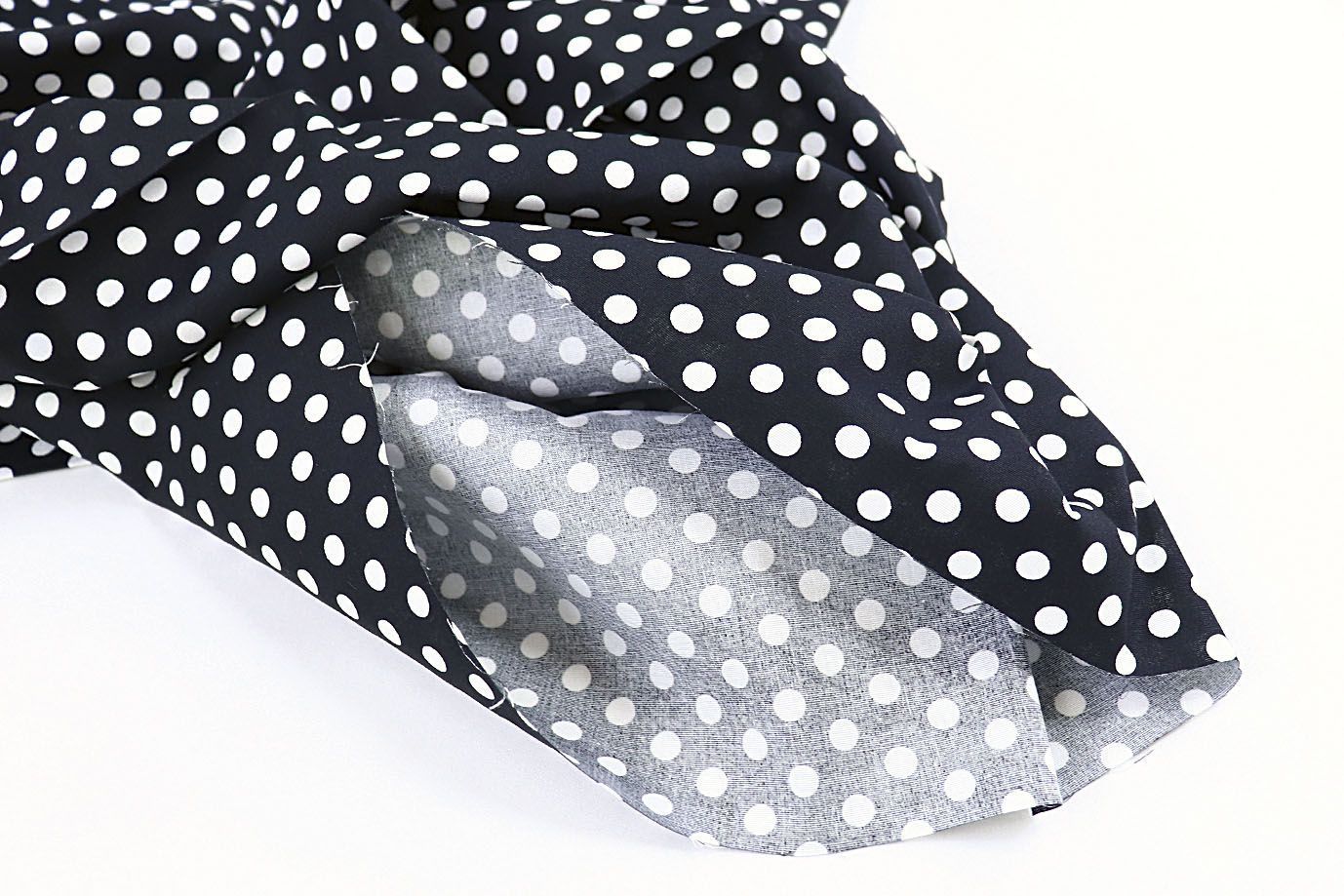 Хлопок "Поплин" стрейч принт/горох белый на черном 3716-PY/D#1/C#6