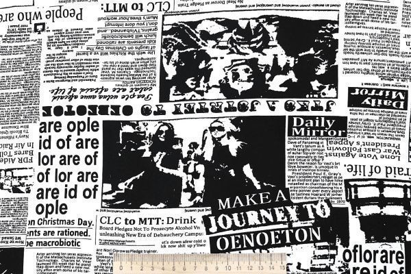 Штапель принт/надписи черные на белом 4203-PY/D#31/C#1