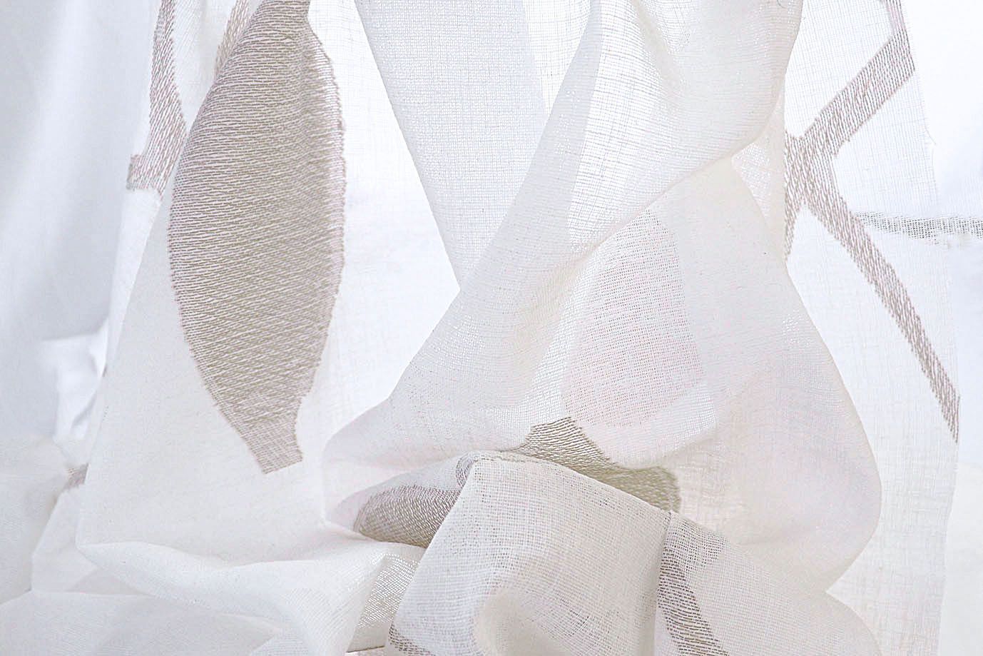 Тюль принт/коричневый на белом 1520-16/C#Taupe