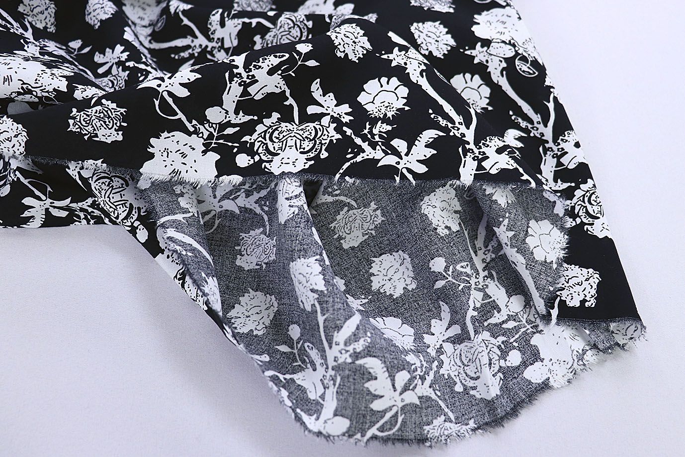 Штапель принт/цветы белые на черном 3860-PY/D#5/C#1