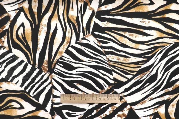 Костюмная ткань "Барби" стрейч принт/черно-коричневый на белом 3849-PY/D#3/C#1