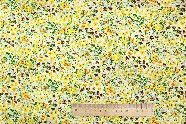 Шифон принт/цветы желтые на молочном 3707-PY/D#51/C#1 (11592)