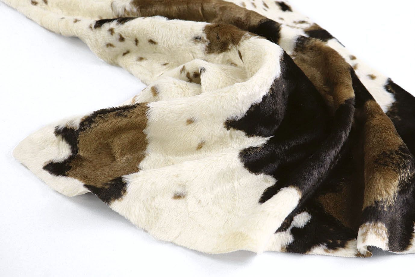 Искусственный мех "Каракуль"/пятна черно-коричневые на молочном AP50518/D#1240-5HT0004N