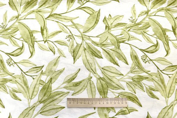 Лен БОХО принт/бледно-салатовый на молочном 4077-PY/D#20/C#2