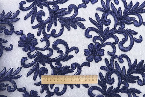 Сетка с вышивкой/синий 2041/D#1/C#4