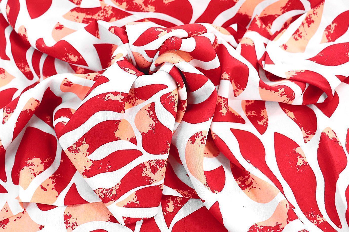Штапель принт/красно-персиковый на белом 1374-PY/D#22/C#5