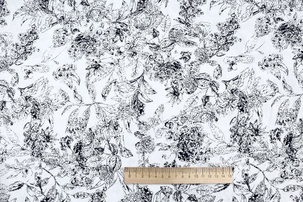Штапель принт/цветы черные на белом 3861-PY/D#13/C#2