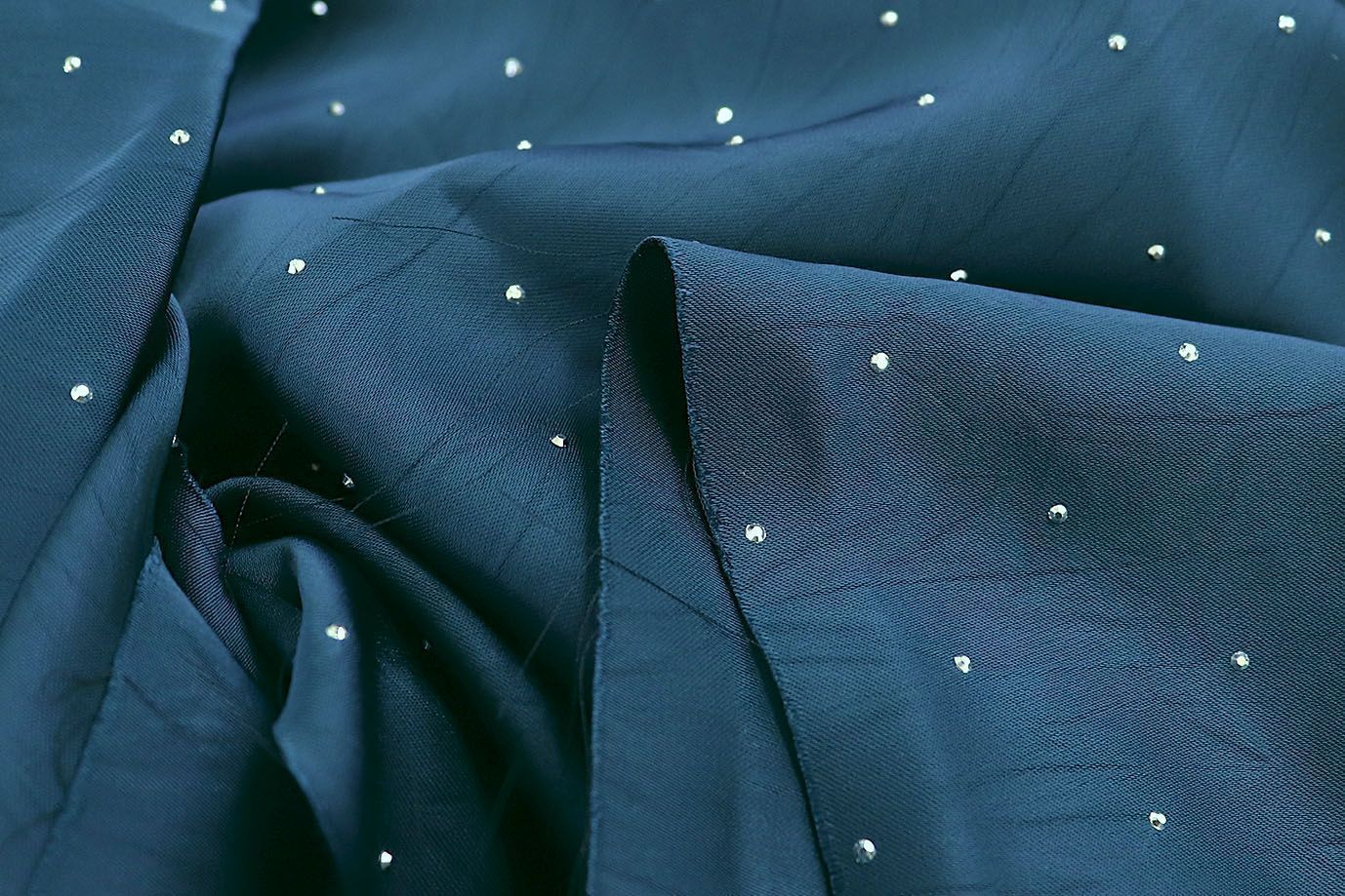 Шелк "Токио" креш со стразами/зеленовато-синий 3805-PY/C#16