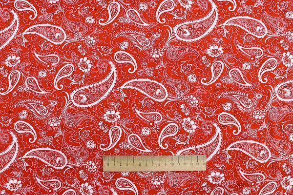 Штапель принт/узор белый на красном 1374-PY/D#27/C#7