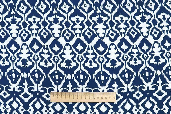 Штапель принт/узор белый на темно-синем 1374-PY/D#52/C#5