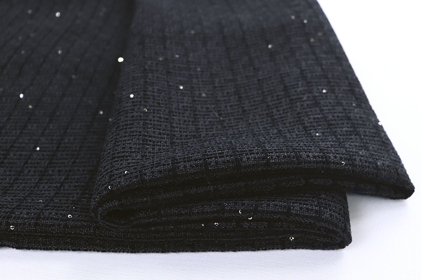 Костюмная ткань "Шанель" с пайетками/черный AP50612/D#1361-8120/C#19