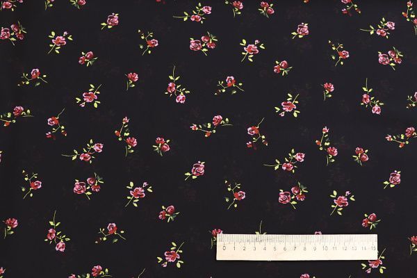 Шифон принт/розы красные на черном 4247-PY/D#7/C#1
