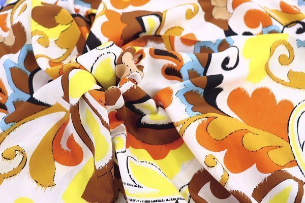 Штапель принт/желто-оранжевый на белом 1382-PY/D#6/C#3