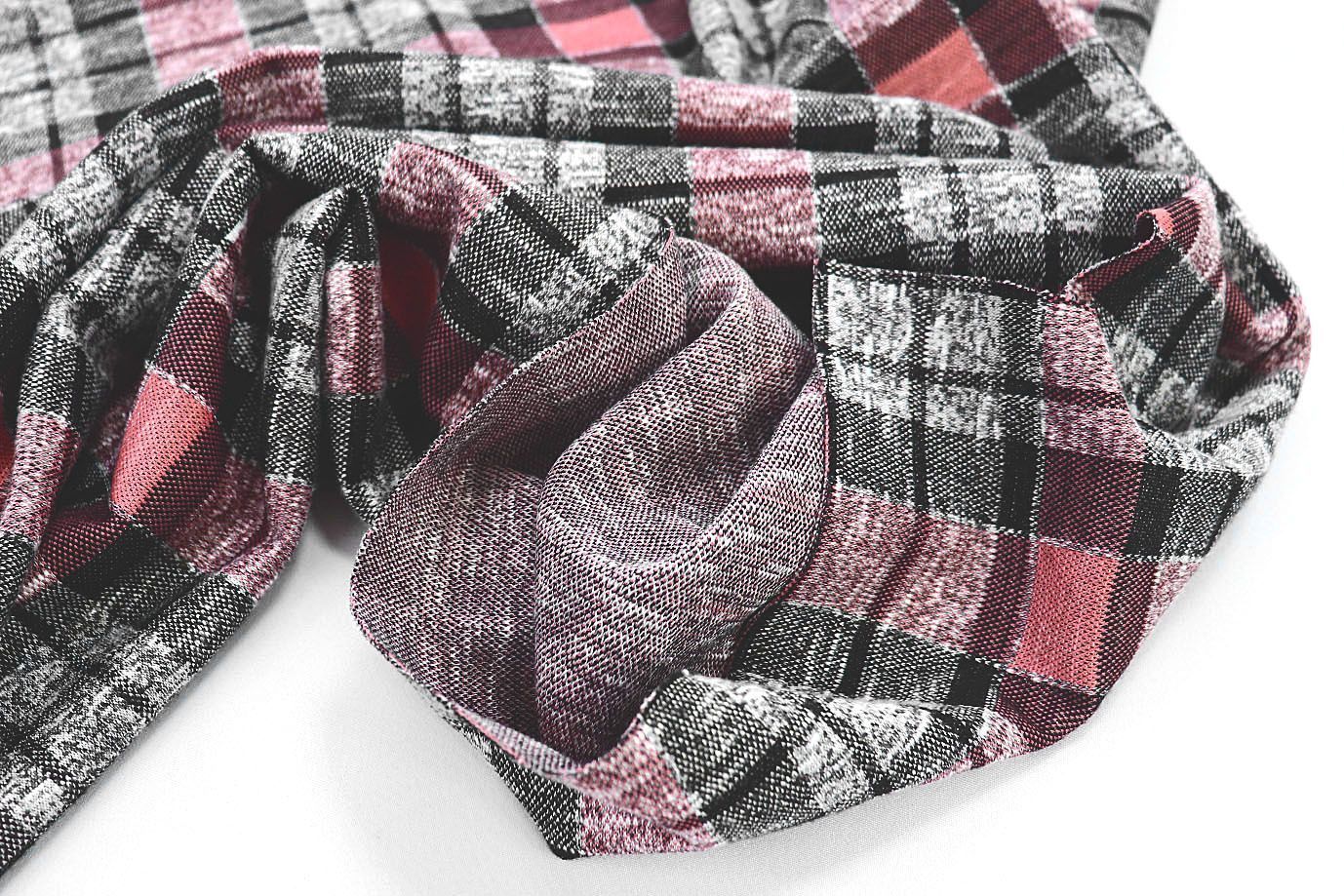 Трикотаж принт/клетка серо-розовая 2693/D#1