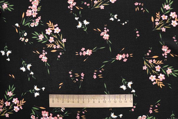 Шифон принт/цветы бело-розовые на черном 3926-PY/D#8/C#3