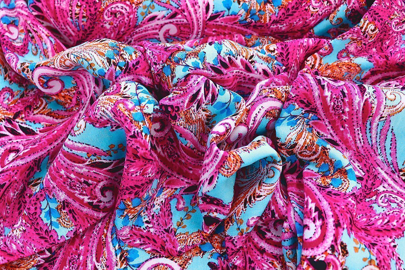 Штапель принт/розовый на голубом 1374-PY/D#47/C#1