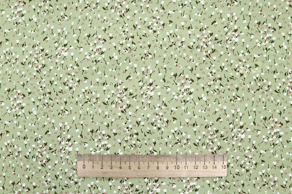 Штапель принт/цветы бело-зеленые на фисташковом 4205-PY/D#8/C#1
