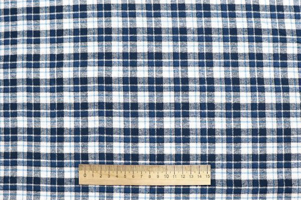 Рубашечная ткань принт/клетка бело-синяя 4015-PY/D#36396
