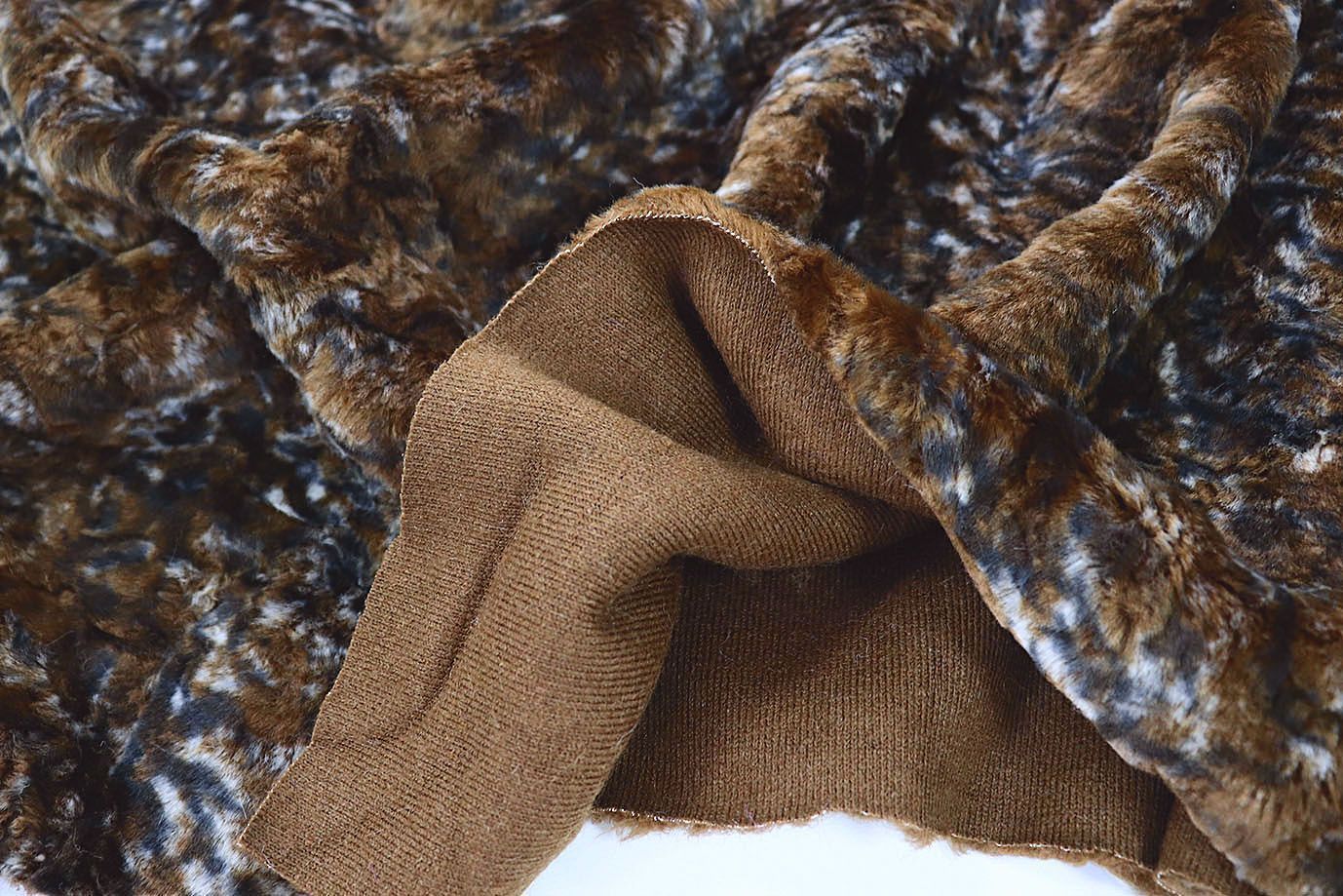 Искусственный мех "Мутон" жаккард/коричневый 419 QPM