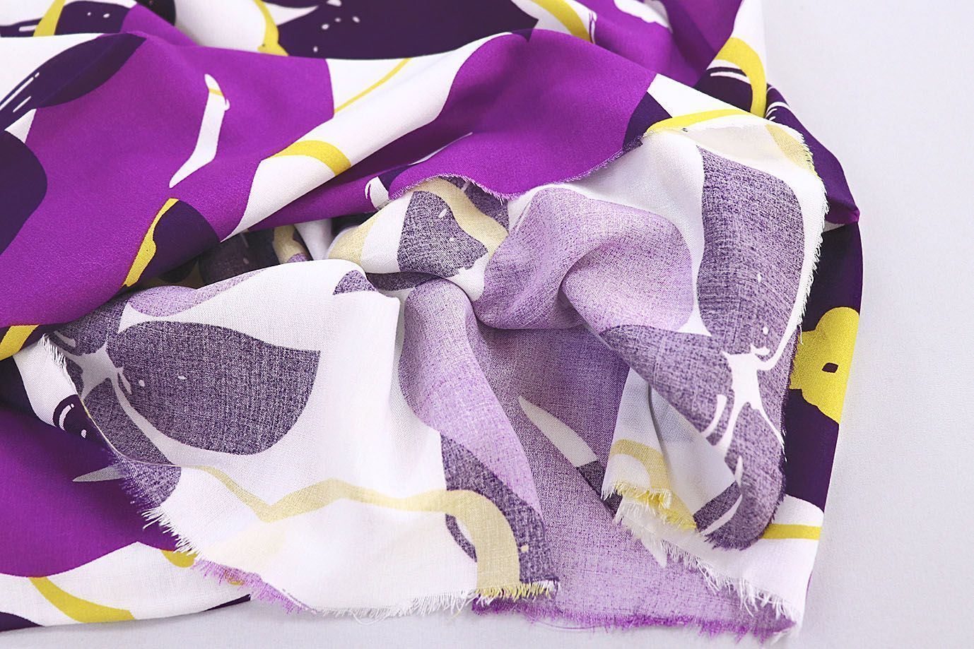 Штапель принт/фиолетово-желтый на белом 1382-PY/D#16/C#3