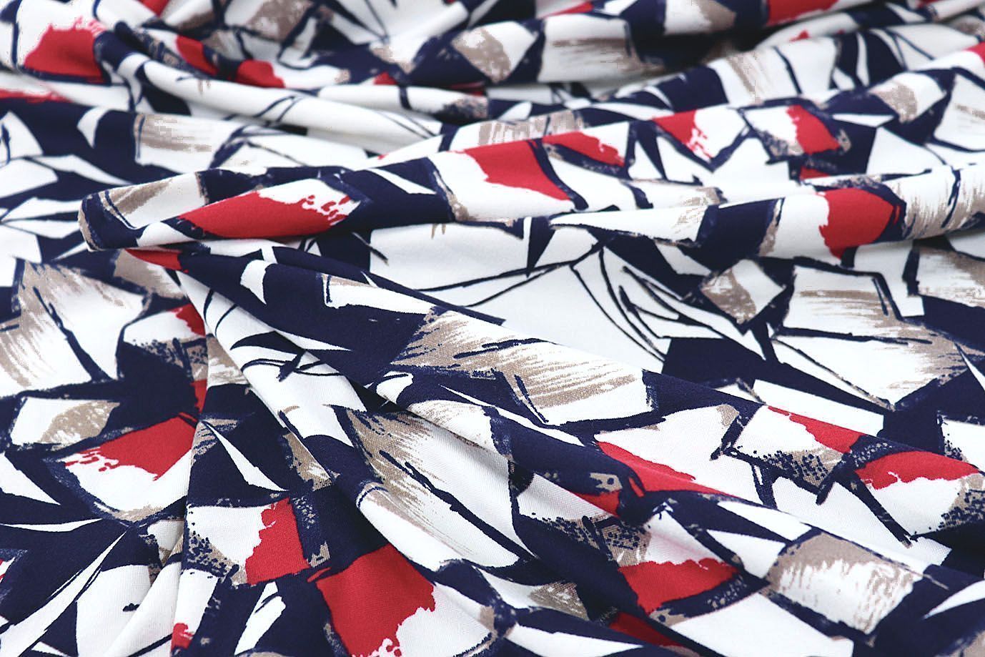 Трикотаж масло браш принт/бело-красный на синем SSR-707A/D#19/C#2 (15881)