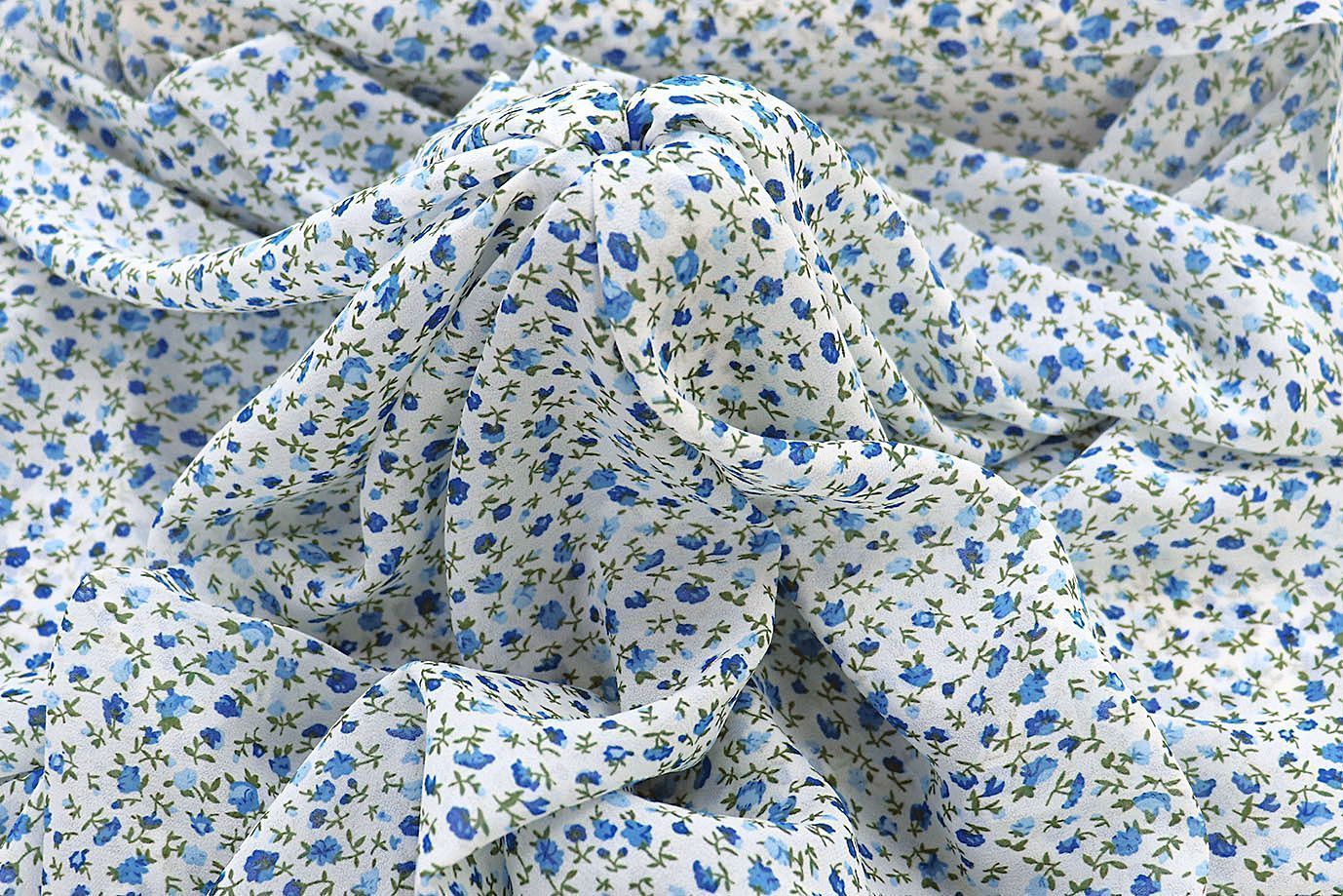 Шифон принт/цветы сине-голубые на белом 3873-PY/D#4/C#1