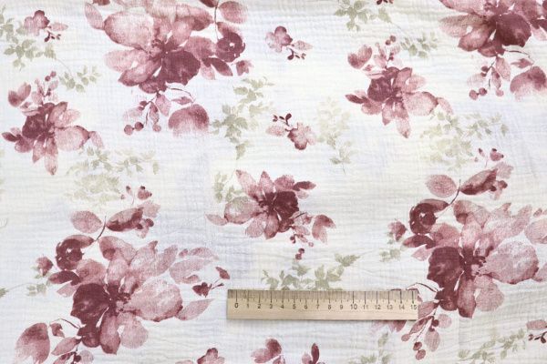 Муслин принт/цветы бежевые на молочном 4082-PY/D#1/C#1