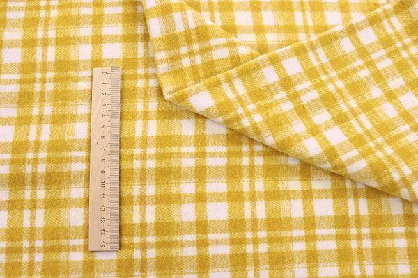 Пальтовая ткань принт/клетка бело-желтая AP210426031/D#908-2013/C#4