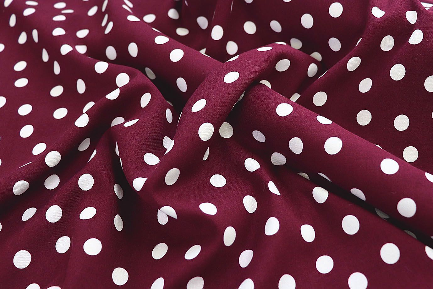 Штапель принт/горох белый на бордовом 2393-PY/C#9