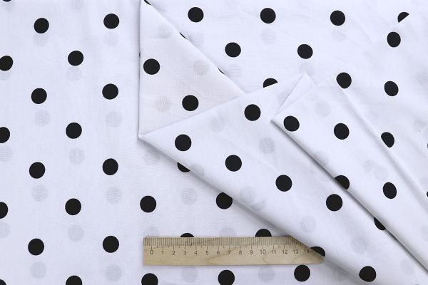 Хлопок "Поплин" стрейч принт/горох черный на белом 4235-PY/D#1/C#1