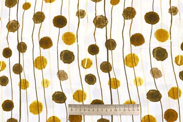 Штапель принт/горох оранжево-коричневый на белом 4205-PY/D#17/C#2