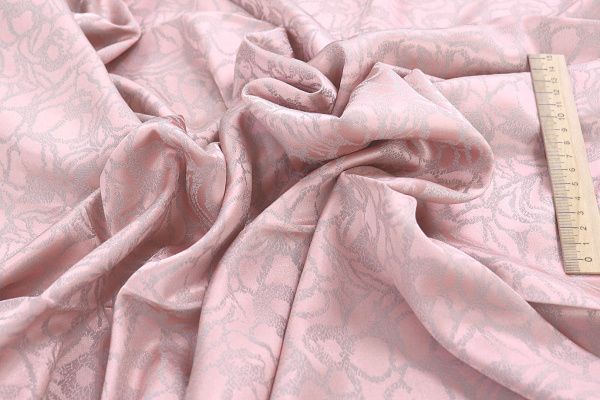 Шелк жаккард двусторонний/серо-розовый 3900-PY/D#2/C#2