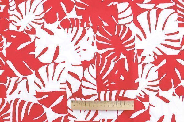Хлопок "Поплин" принт/листья красные на белом 3848-PY/D#1/C#2
