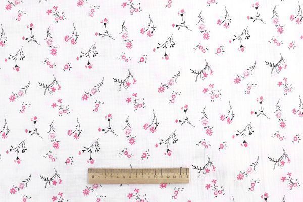 Муслин принт/цветы розовые на белом 1393-PY/D#1/C#2