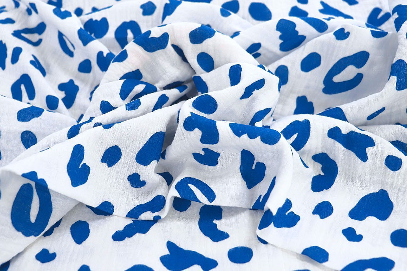 Муслин принт/синий на белом 1393-PY/D#5/C#3