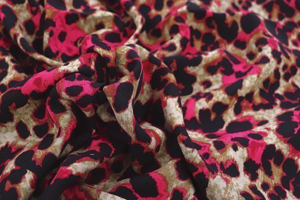 Лен TENCEL принт/черно-малиновый на бежевом 3846-PY/D#6/C#3