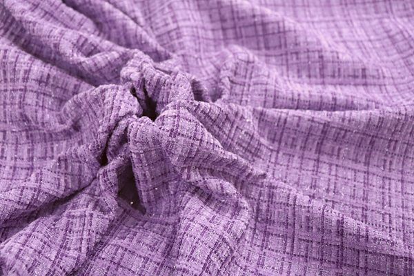 Пальтовая ткань "Шанель" принт/клетка сиреневая 1361-6536/C#28 (50311)