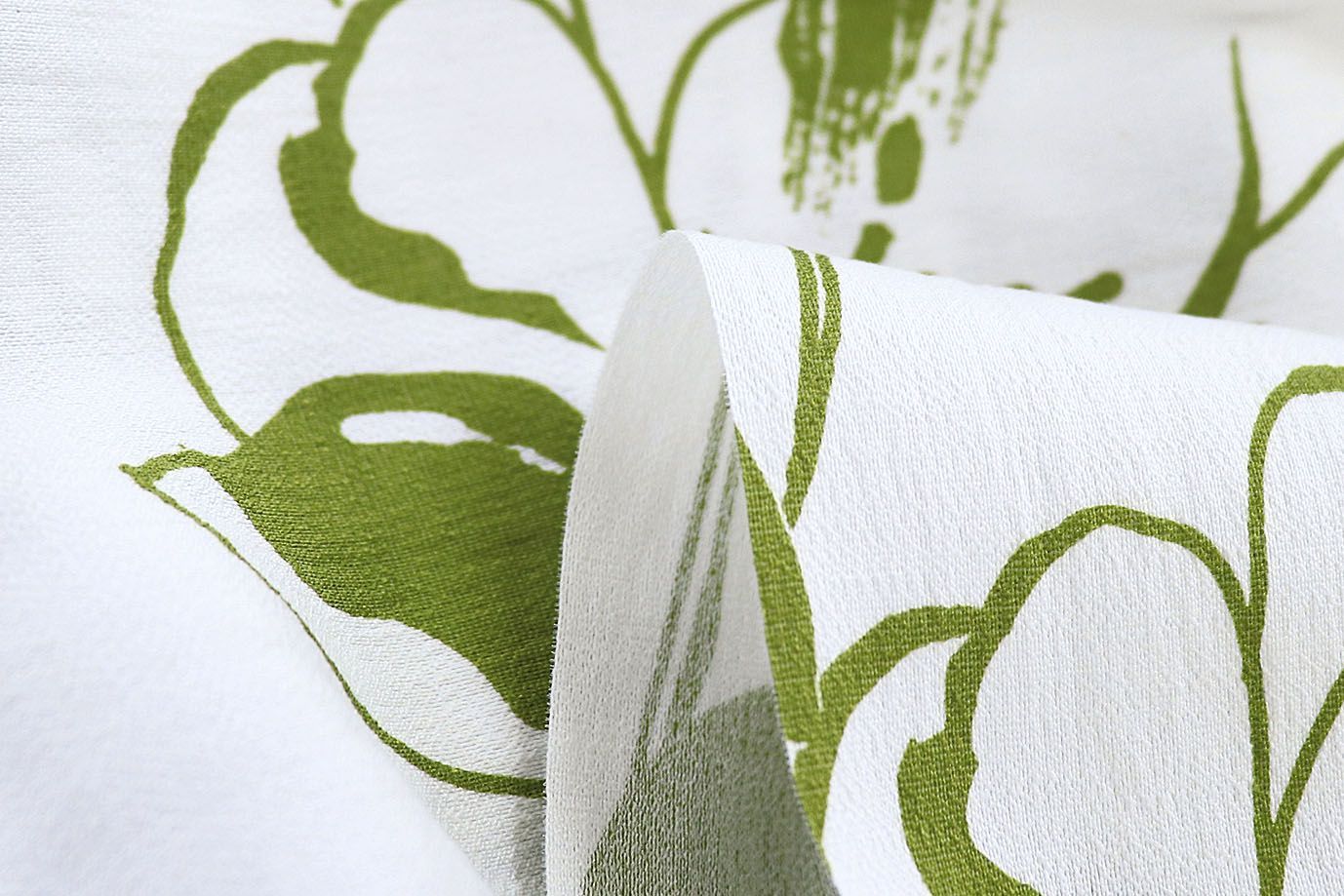 Лен БОХО принт/цветы зеленые на белом 3815-PY/D#2/C#2