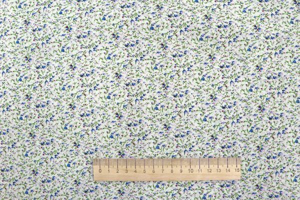 Шифон принт/цветы синие на белом 3707-PY/D#4/C#5